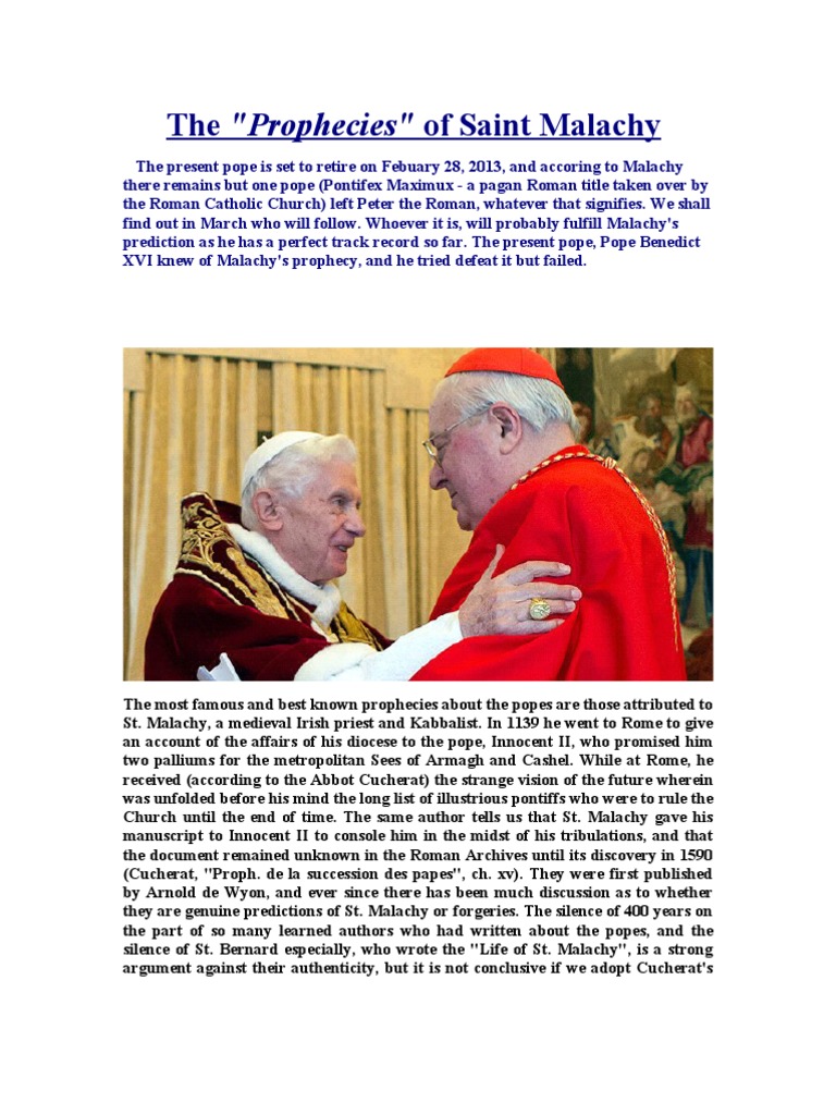 St. Malachy's Prophecy of Popes | PDF | Pope | Catholic Church