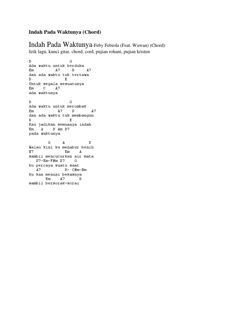 Kunci Gitar Indah Pada Waktunya Rohani Tebak Gambar