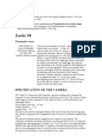 Zorki-10: Specification of The Camera