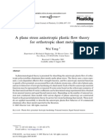 A Plane Stress Anisotropic Plastic Ow Theory For Orthotropic Sheet Metals