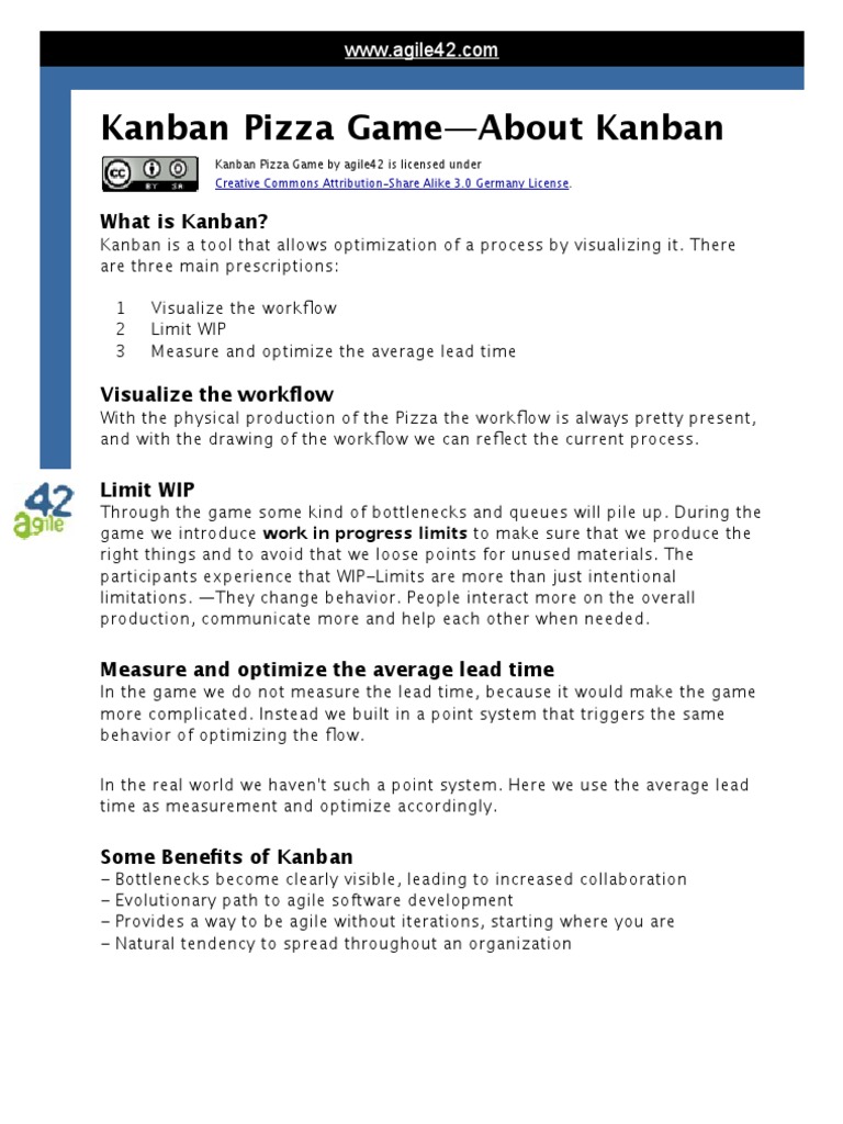 Kanban Pizza Game PDF Pizza Agile Software Development