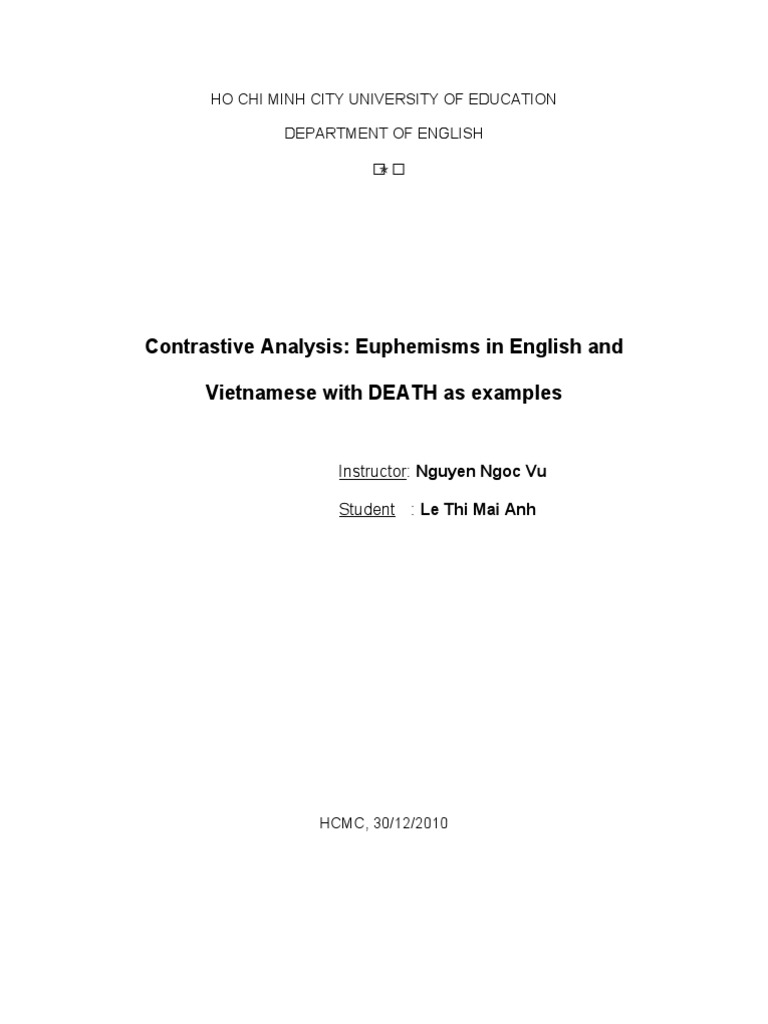 Contrastive Analysis Euphemisms in English and Vietnamese With DEATH As ...