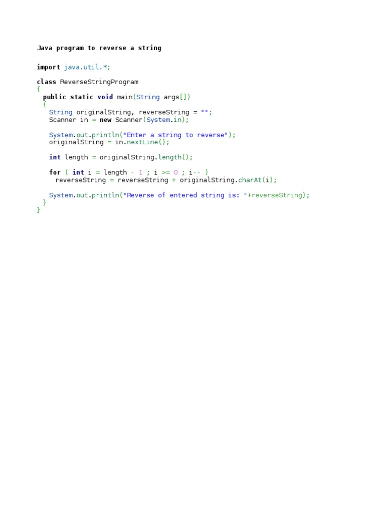 Java String Reversal Program | PDF