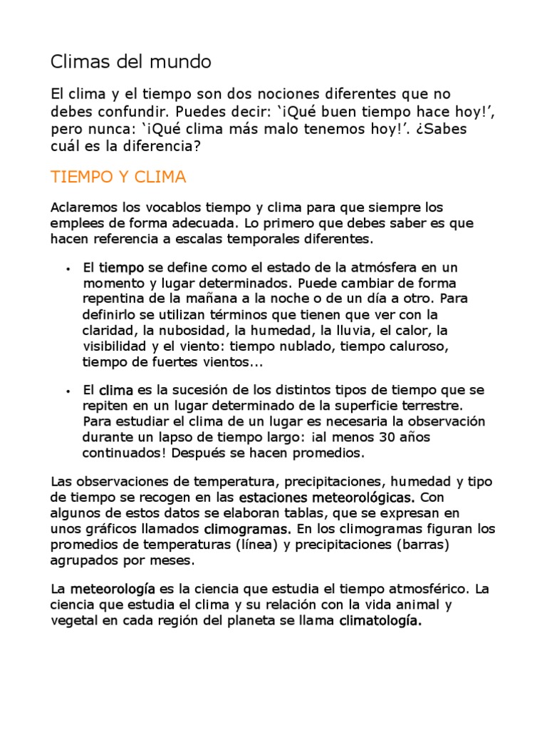 Climas Del Mundo | PDF | Clima | Clima