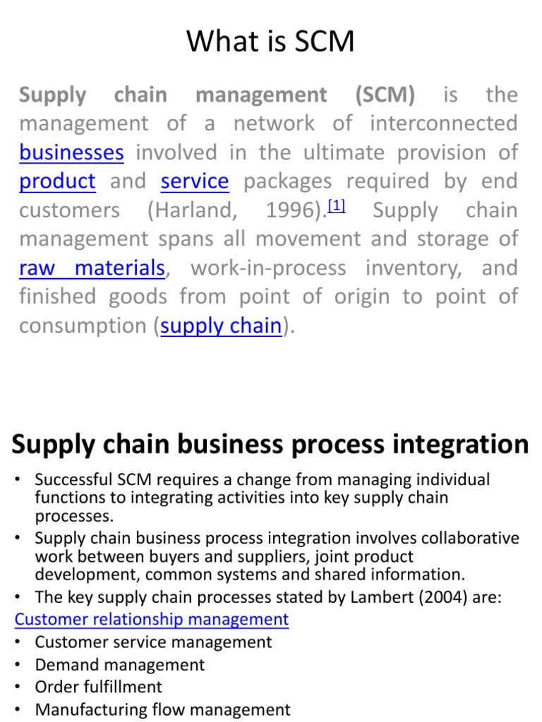 An Overview of Key Supply Chain Management Processes and their