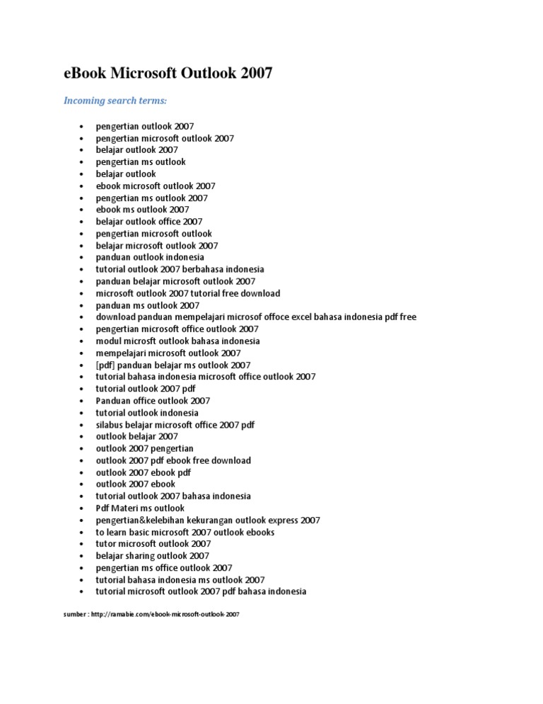 Outlook 2007 Guide for Indonesians | PDF | Career & Growth | Computers