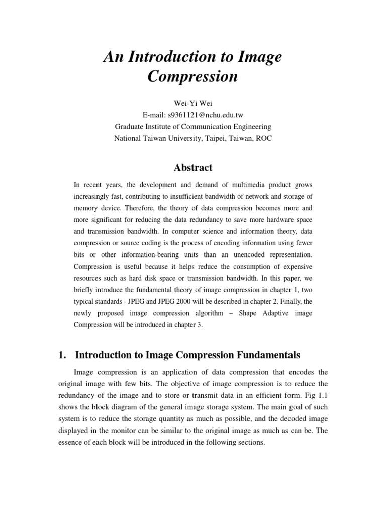 An IIntroduction To Image Compression | PDF