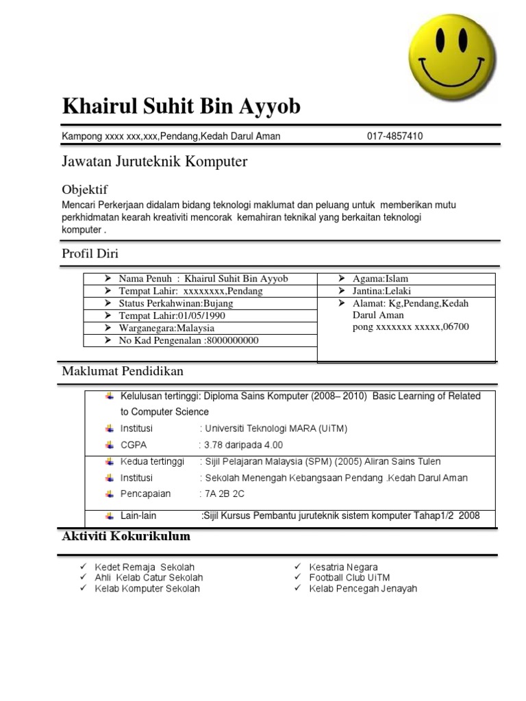 Contoh Resume Juruteknik Komputer