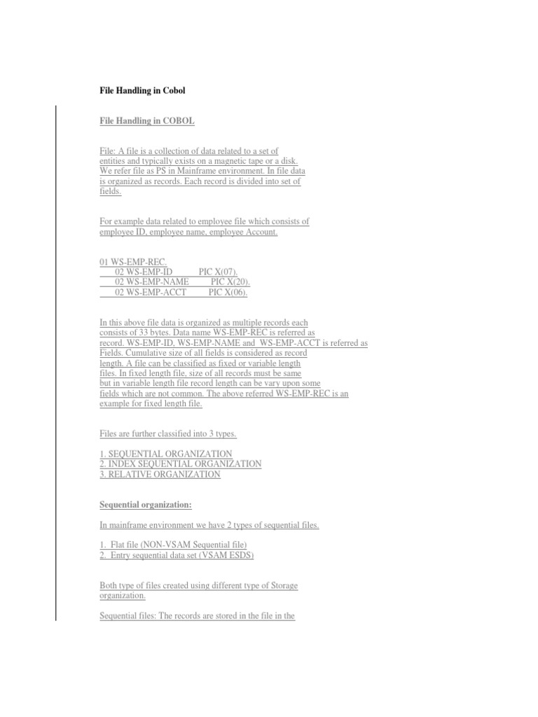 COBOL Sequential File Handling Guide | PDF