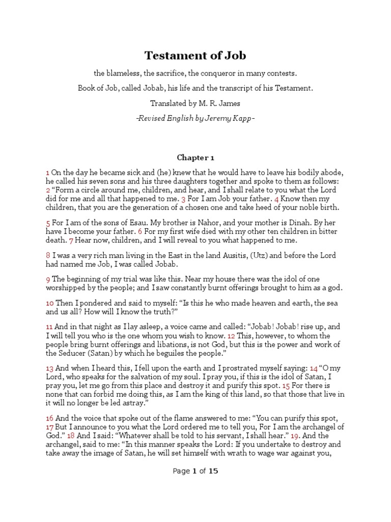Testament of Job (Revised English) Livro de Jó Satanás