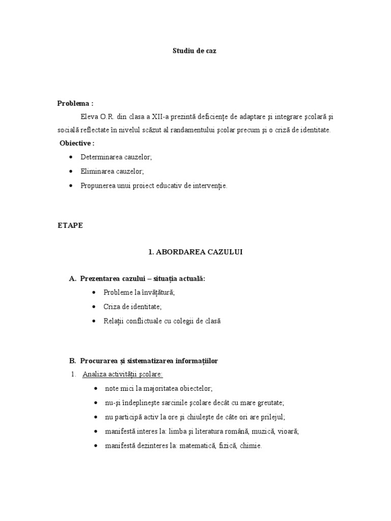 Studiu De Caz Psihologie