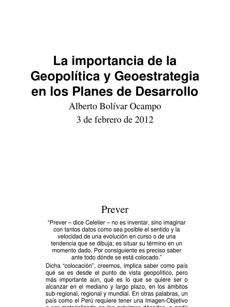La Importancia de La Geopolítica y Geoestrategia en Los Planes de ...