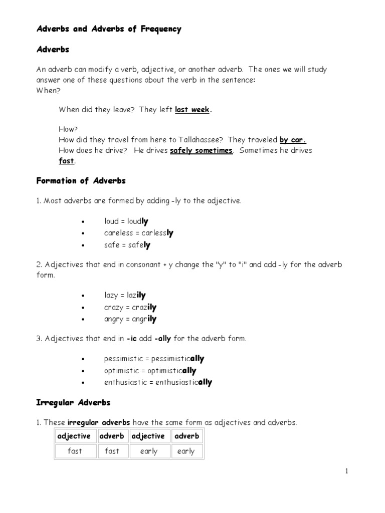 Understanding Adverbs of Frequency | PDF | Language Arts & Discipline