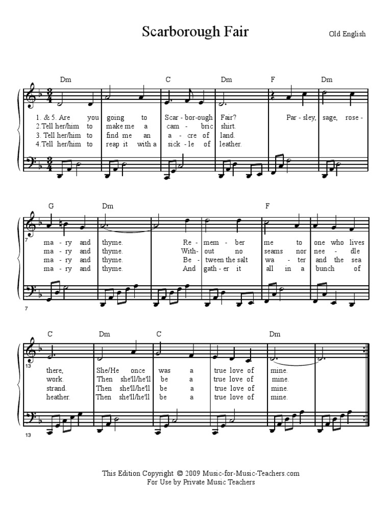 Scarborough Fair With Chords Fixed