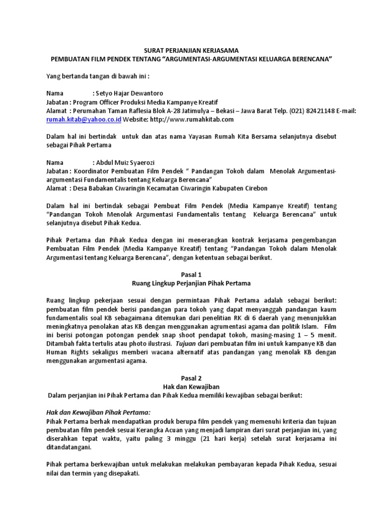 Rk- Surat Perjanjian Film Dokumenter