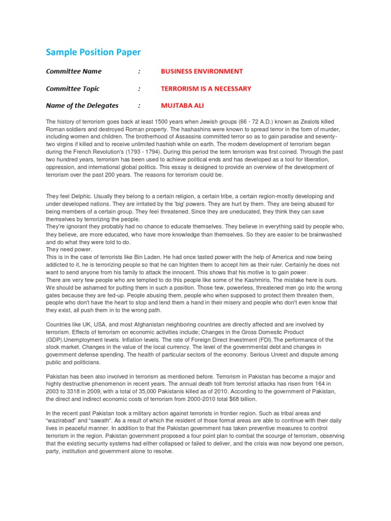 Sample Position Paper Pakistan Government Debt