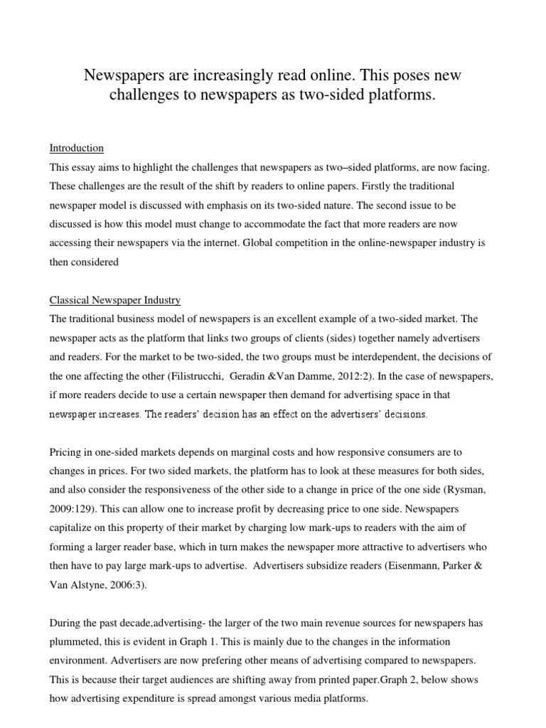 Challenges For Newspapers From Going Online | PDF | Newspapers ...