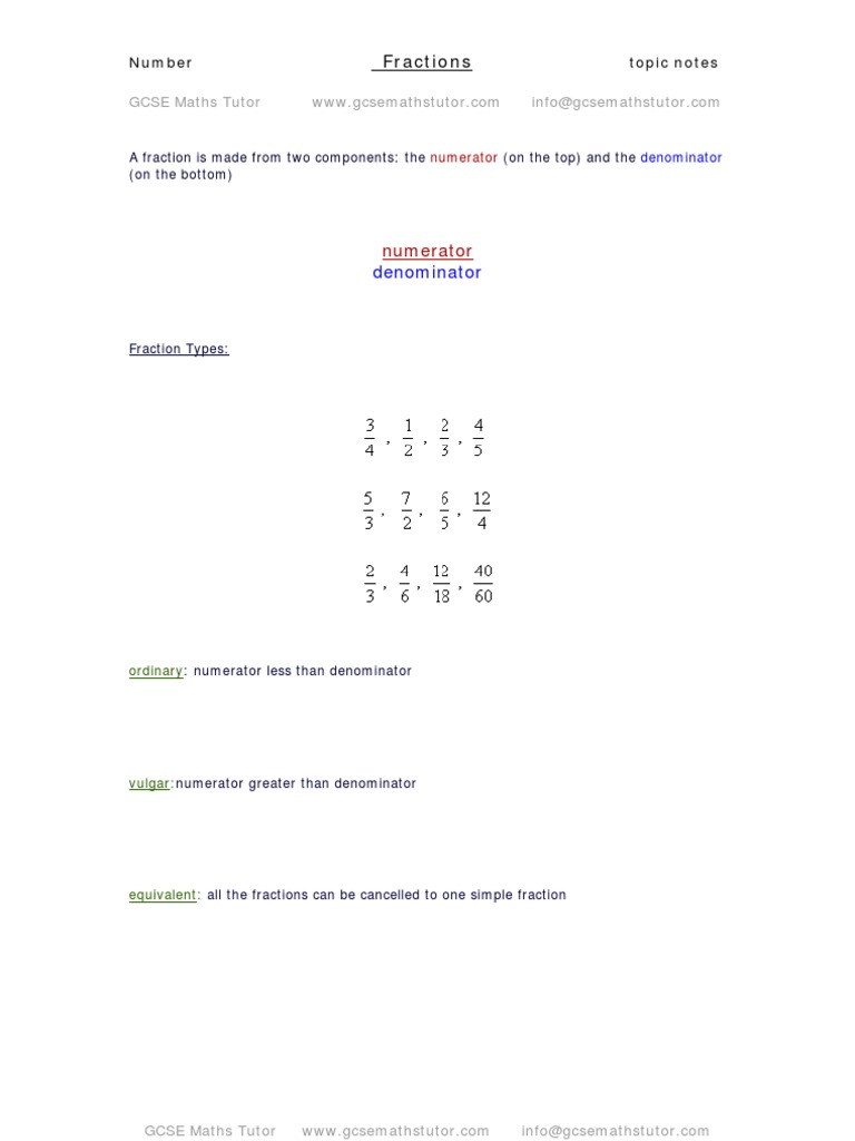 GCSE Maths: Understanding Fractions | PDF | Fraction (Mathematics ...