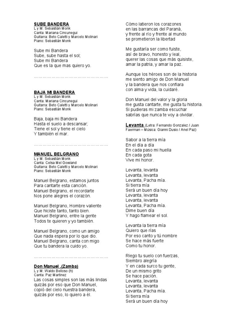 Canciones A La Bandera 2 | PDF | Entretenimiento (general) | Ocio