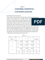 Pengertian Model Transportasi Dan Aplikasinya (Lanjutan) : Modul V