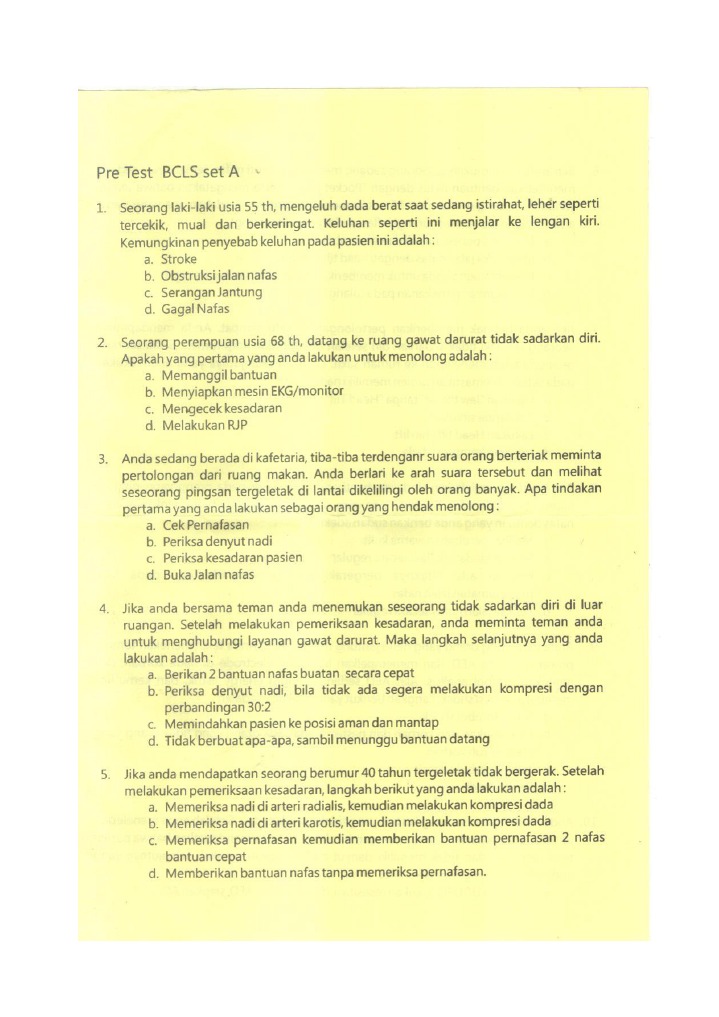 Soal Pretest Acls Dan Kunci Jawaban Guru Galeri