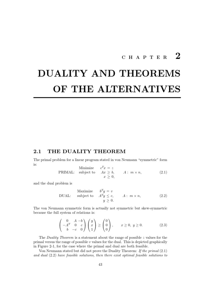 2 Duality and Theorems of The Alternatives | PDF | Linear Programming ...