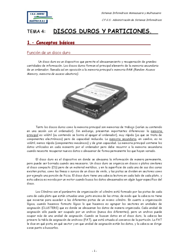 Discos Duros: Funciones y Tipos | PDF | Disco duro | Archivo de computadora