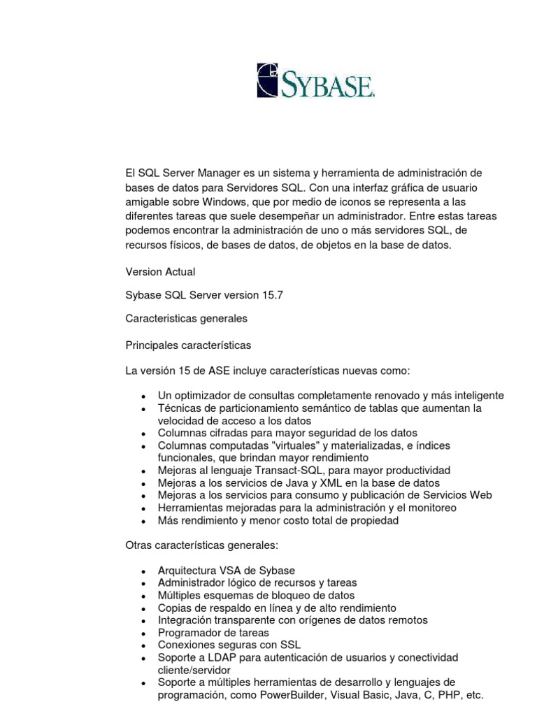 Administración de Sybase SQL Server 15.7 | PDF | Ventana (informática ...