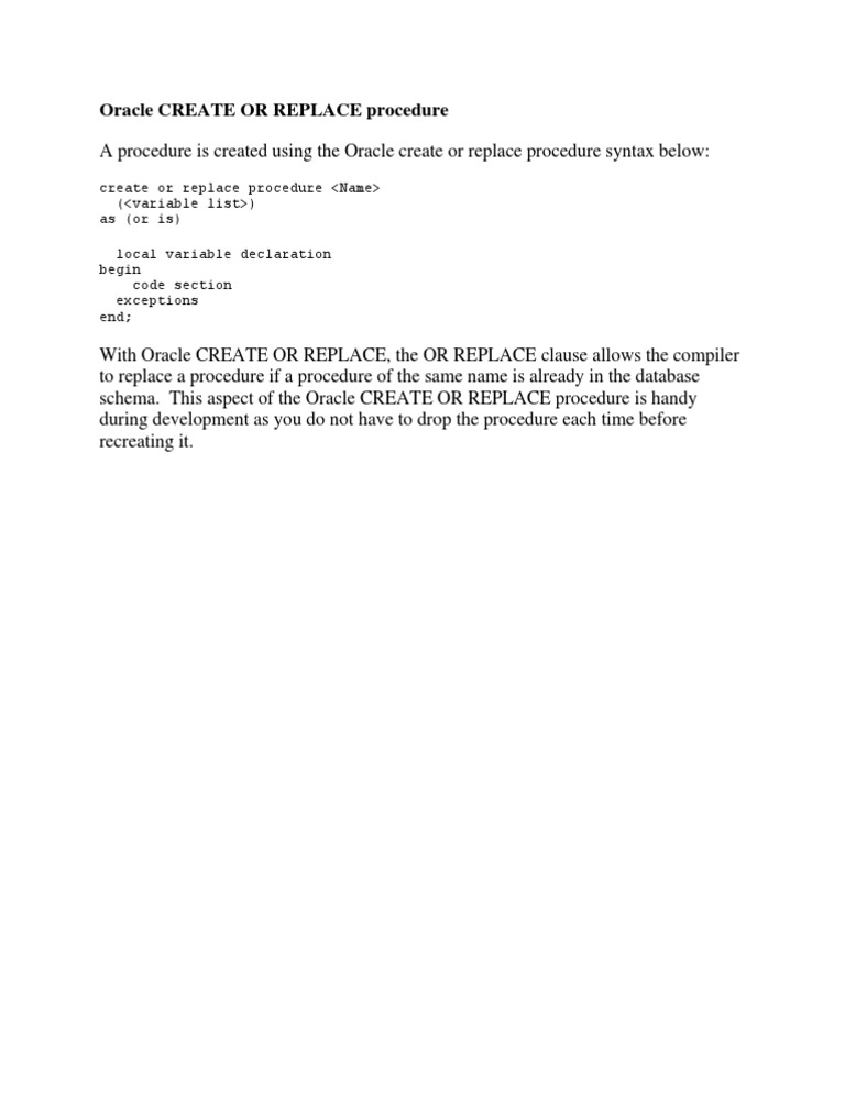 Oracle Procedure Creation Guide | PDF | Science & Mathematics | Computers