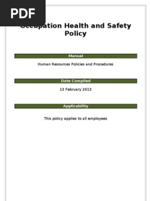 Occupational Health & Safety Policy