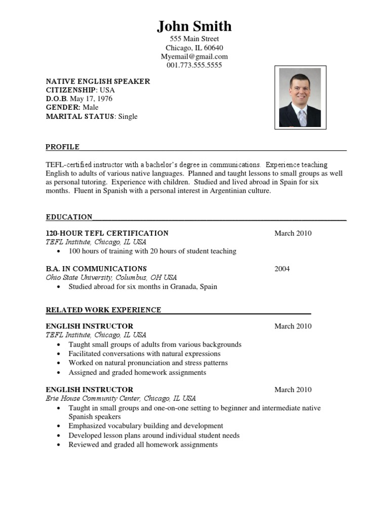 International Resume Template PDF | PDF | Teaching English As A Foreign