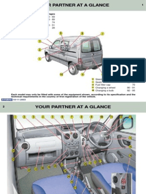 Peugeot Partner Owners Manual 2003 | Pdf | Seat Belt | Diesel Engine