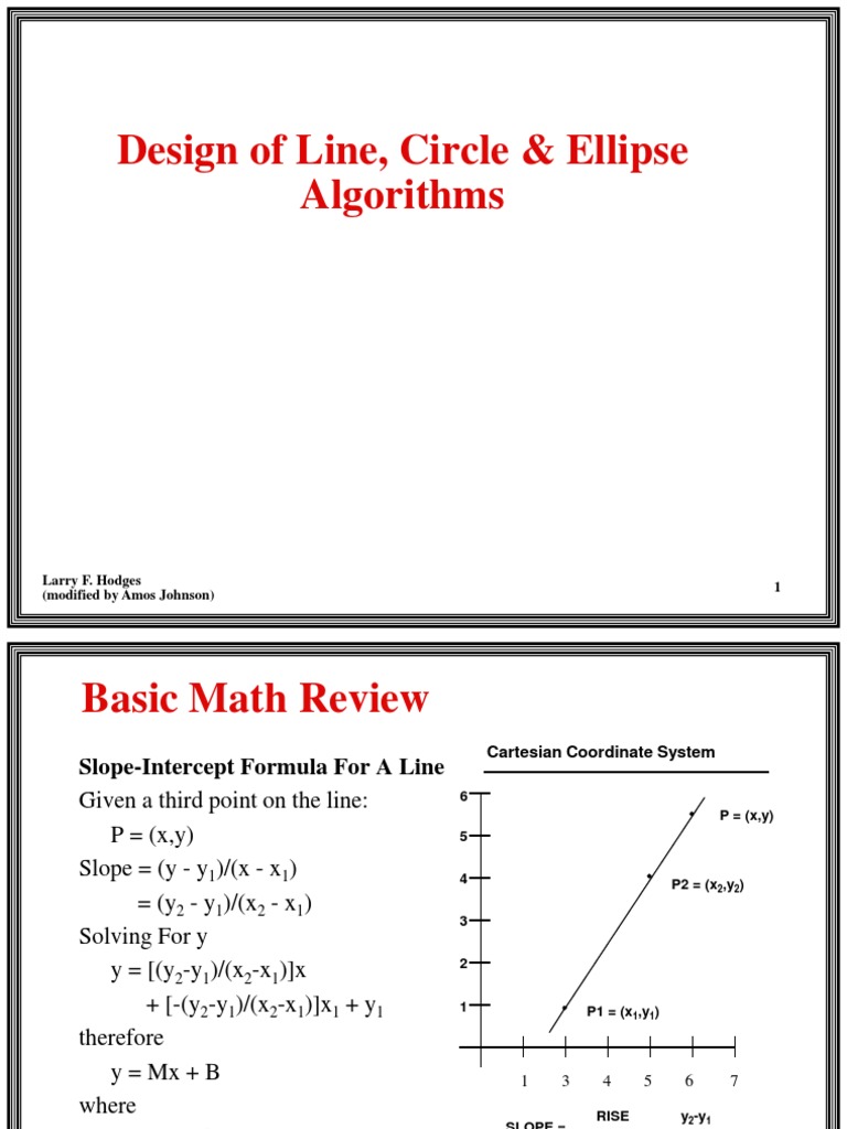 Design of Line, Circle & Ellipse Algorithms: Larry F. Hodges (Modified ...