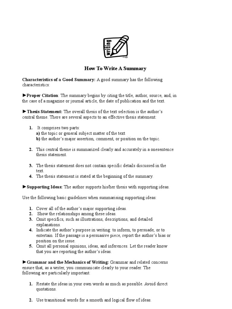 How Write a Summary Citation Question