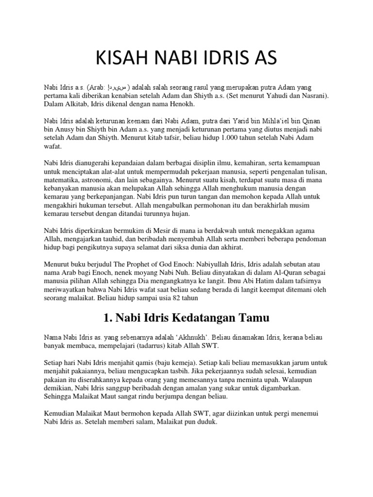 Kisah Nabi Idris As