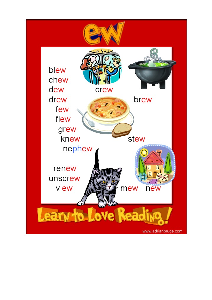 Vocabulary List: Words with 'ew' | PDF