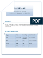 Inamullah's Resume - MBA, BBA, D.Com Qualified