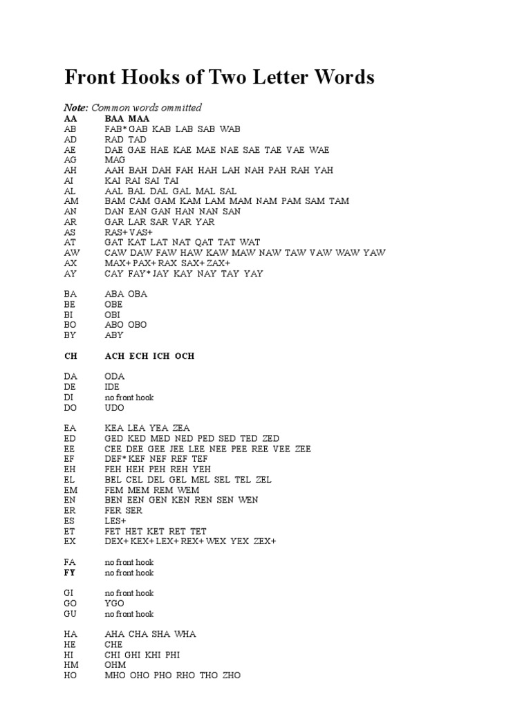 Two Letter Words with Front Hooks | PDF