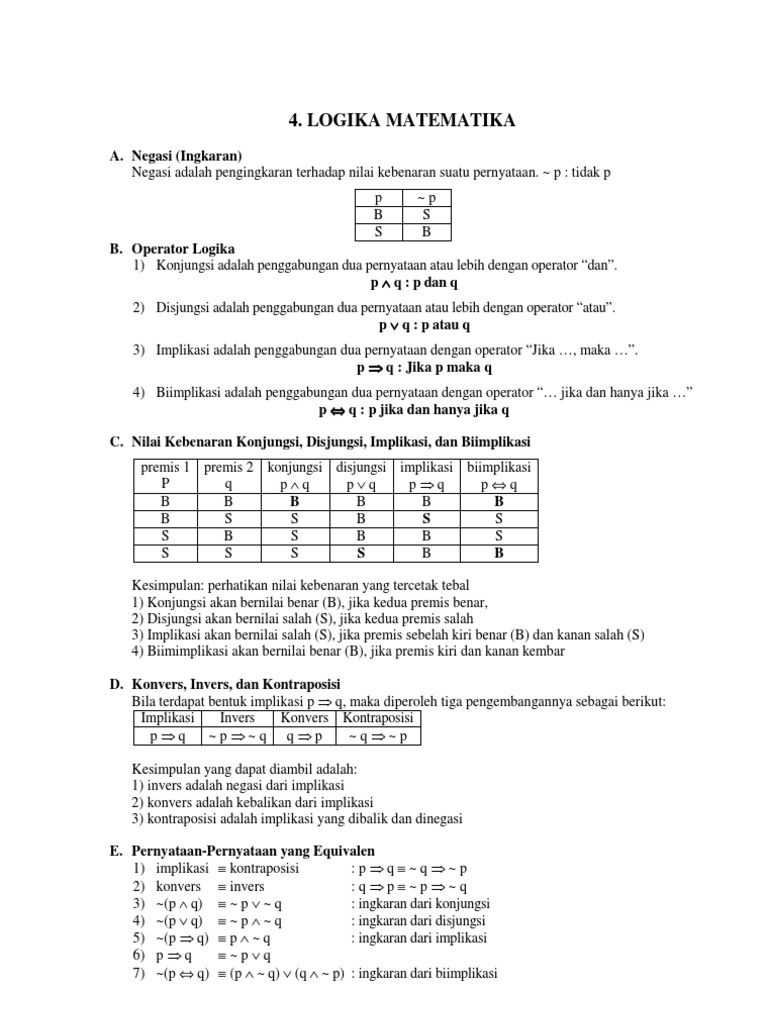 Logika Matematika | PDF | Metode & Bahan Ajar