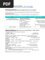 Sentences and Sentence Patterns