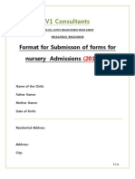 V1 Consultants: Format For Submisson of Forms For Nursery Admissions