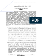 Comunicado No. 1cumbre de Los Pueblos Indigenas