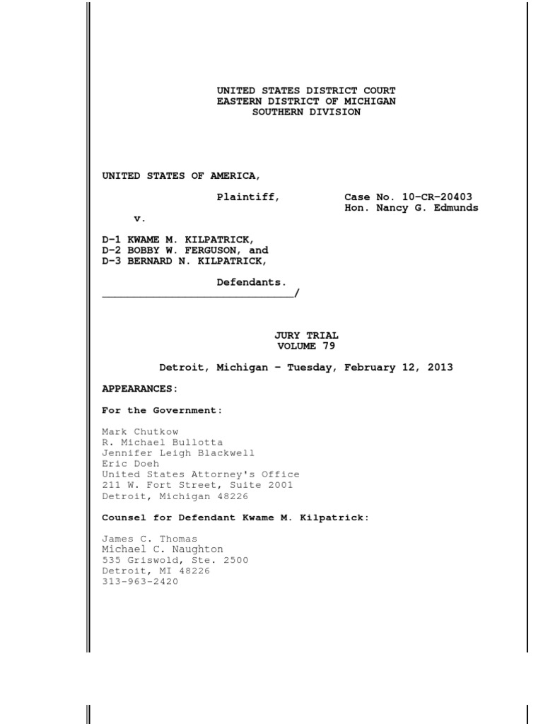 Kilpatrick Trial Closing Arguments | PDF | Cross Examination | Evidence