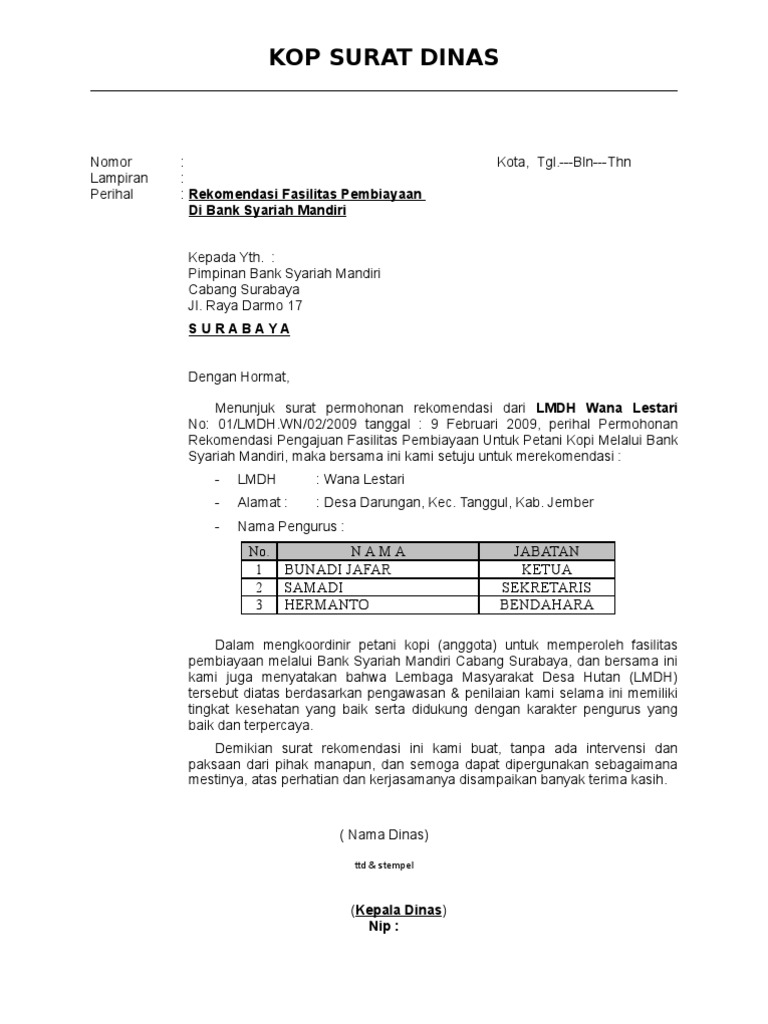 Surat Rekomendasi Dinas-1 | PDF