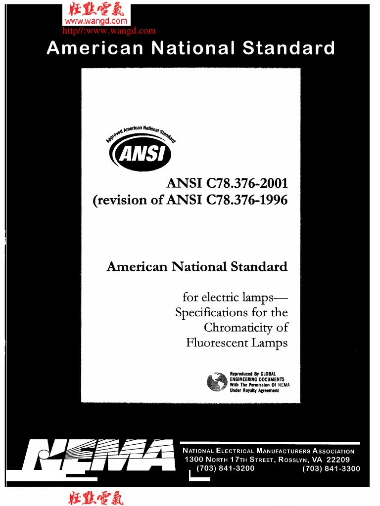 Ansi Ansi: C78.376-2001 (Revision of C78.376-1996 | PDF | Lighting | Vision