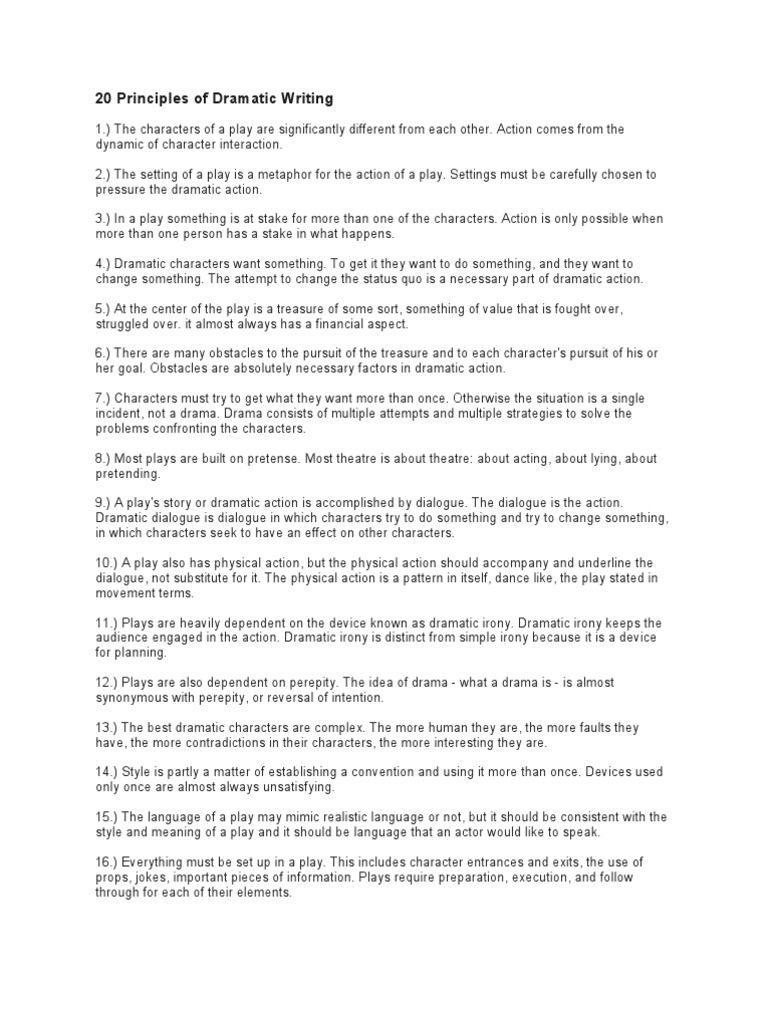 20 Principles of Dramatic | PDF | Irony | Play (Theatre)