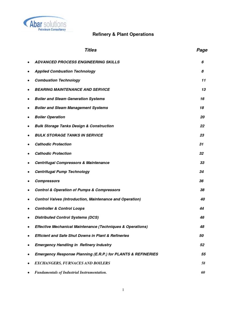Refinery Plant Operations Pdf Boiler Oil Refinery
