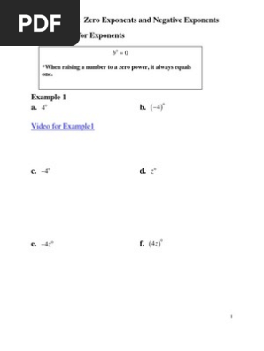 Zero Exponents And Negative Exponents Videos 1