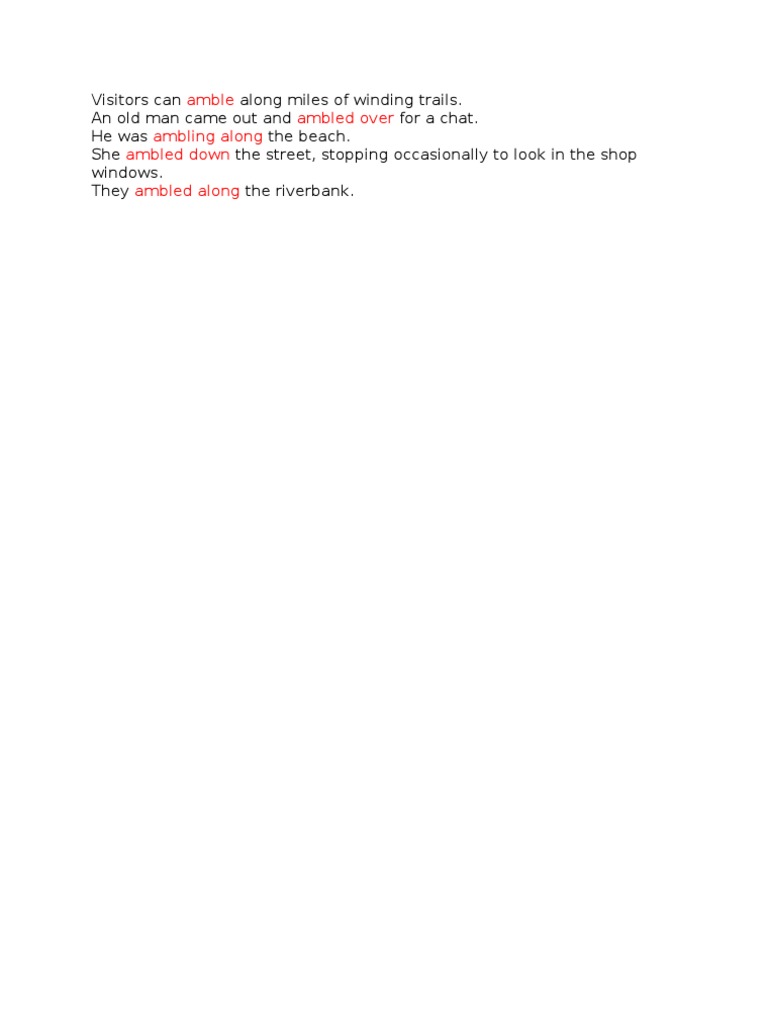 Amble Ambled Over Ambling Along Ambled Down Ambled Along | PDF