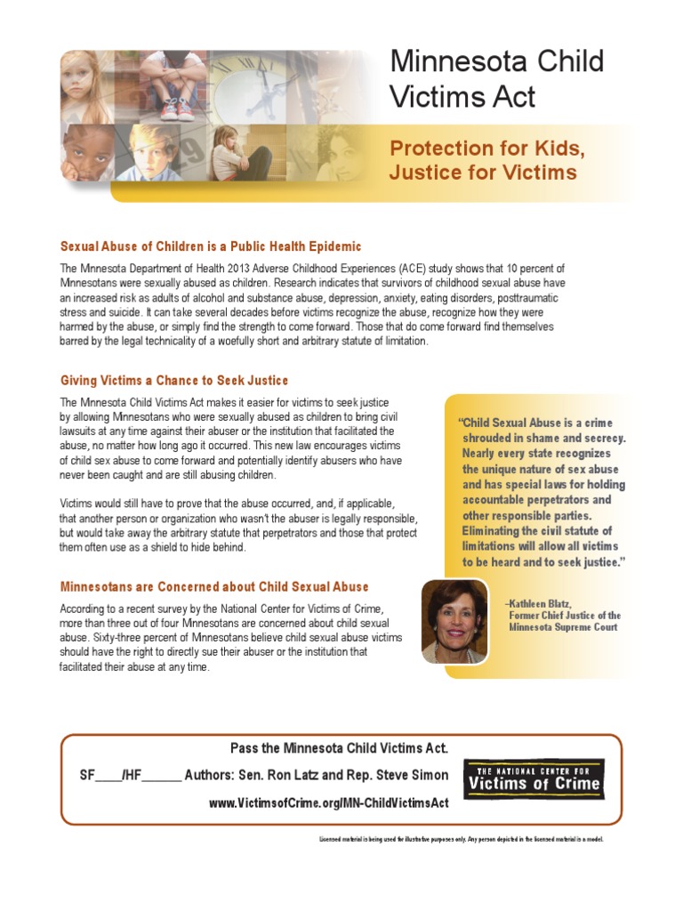Minnesota Child Victims Act PDF Statute Of Limitations Child Sexual Abuse